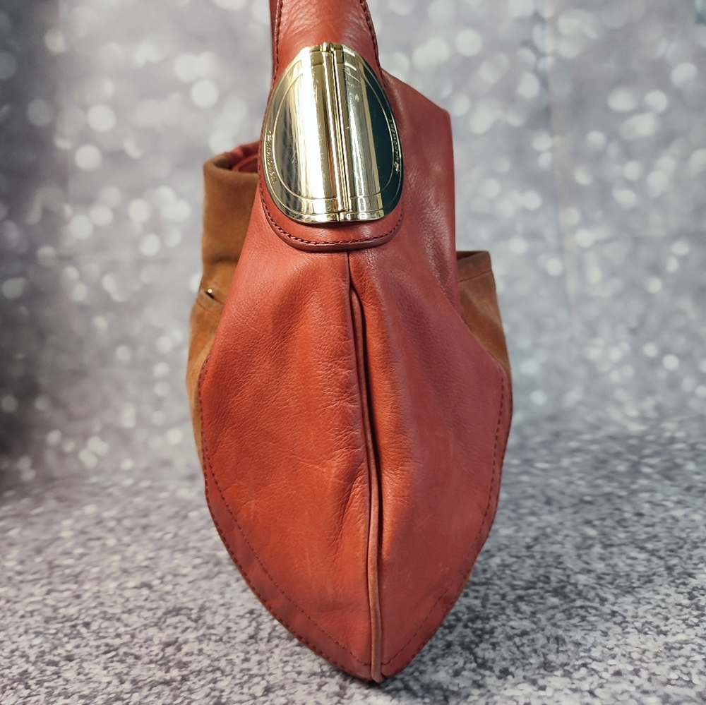 B Makowsky Suede and Leather Handbag - Picture 4 of 12